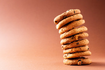 homemade cookies on brown background - obrazy, fototapety, plakaty