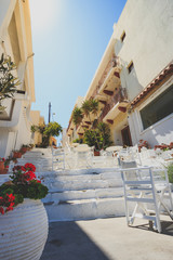 Sunny view on a small Greek terrace 
