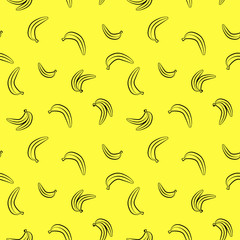 Seamless yellow pattern with bananas