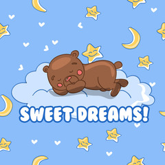 sleeping bears on the clouds sweet dreams card
