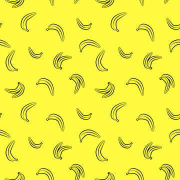 Seamless yellow pattern with bananas