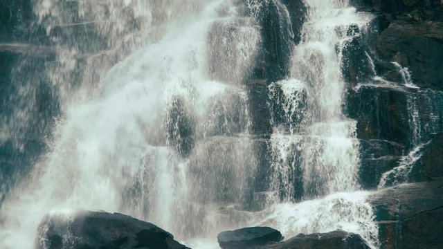Slow motion footage of Skok waterfall in the Mlynicka dolina in High Tatra mountains, Slovak Republic