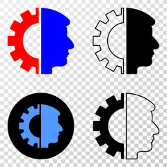 Head gear EPS vector pictogram with contour, black and colored versions. Illustration style is flat iconic symbol on chess transparent background.