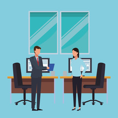 Obraz premium Business people and office elements