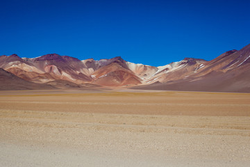 The desert in Bolivia is a stunning and stark contrast in colour and texture.