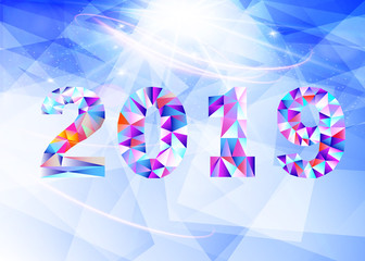 2019 New Year on the background of a colourful triangle  design element. Vector illustration EPS10