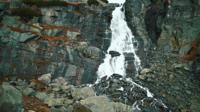 4K resolution footage of Skok waterfall in the Mlynicka dolina in High Tatra mountains, Slovak Republic