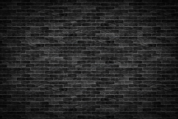 old dark black brick wall texture design pattern background