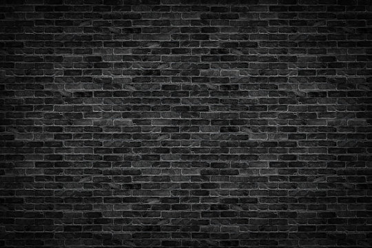 old dark black brick wall texture design pattern background