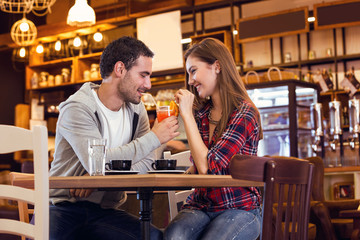 Romantic couple in cafe