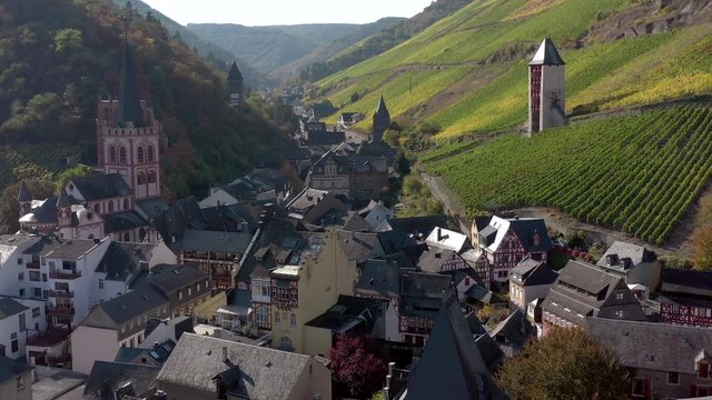 Beautiful Aerial View of Bacharach Germany a Settlement on the Banks of the Rhine in Germany