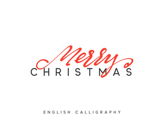 Text Merry Christmas. Xmas hand drawn calligraphy lettering.