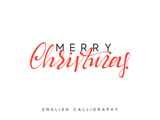 Obraz na płótnie Canvas Text Merry Christmas. Xmas hand drawn calligraphy lettering.