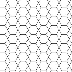 Geometric seamless pattern with black hexagon, outline design. Vector illustration