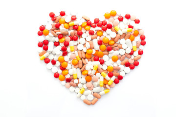 medicine capsules heart shaped