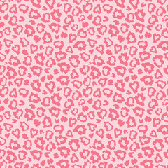 Pink leopard skin fur print pattern. Great for classic animal product design, fabric, wallpaper, backgrounds, invitations, packaging design projects. Surface pattern design. © Oksancia
