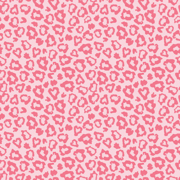 Pink leopard skin fur print pattern. Great for classic animal product design, fabric, wallpaper, backgrounds, invitations, packaging design projects. Surface pattern design.