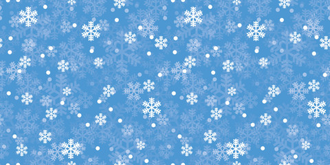 Blue Christmas snowflakes repeat pattern. Great for winter holidays wallpaper, backgrounds, invitations, packaging design projects. Surface pattern design. - obrazy, fototapety, plakaty