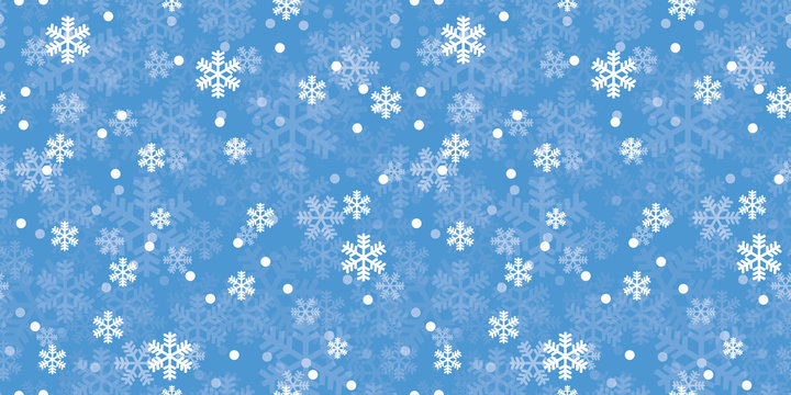 Blue Christmas snowflakes repeat pattern. Great for winter holidays wallpaper, backgrounds, invitations, packaging design projects. Surface pattern design.