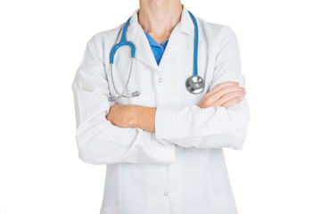 Fototapeta premium man doctor pure white isolated background stethoscope corona covid19 coronavirus virus