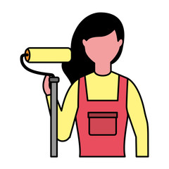 repair woman employee labor on white background