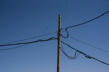 light pole with cables