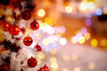 Composite image of christmas yellow circle lights