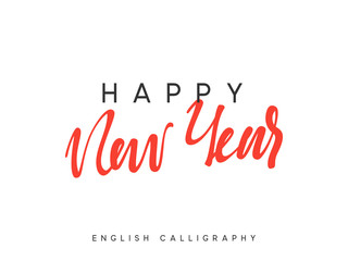Text Happy New Year. Xmas calligraphy lettering.