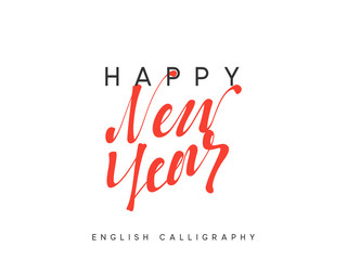 Obraz premium Text Happy New Year. Xmas calligraphy lettering.