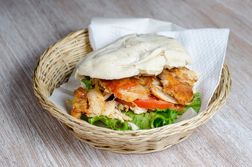  homemade chicken sandwich with vegetables