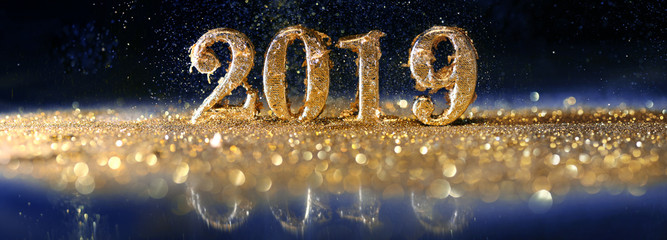 2019 in sparkling gold numbers celebrating the New Year