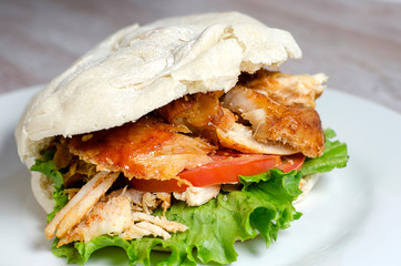  homemade chicken sandwich with vegetables