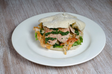  homemade chicken sandwich with vegetables