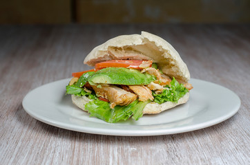 homemade chicken sandwich with vegetables