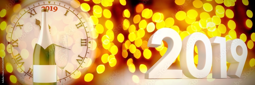 Poster composite image of three dimensional new year numbers in gray