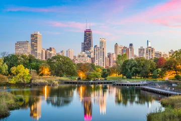 Foto auf Acrylglas Chicago Lincoln Park, Skyline von Chicago, Illinois
