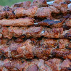 Шашлык, шампура, мясо, свинина, шашлыки, пикник, мангал