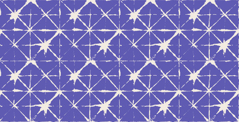 Traditional Japan Tie Dye Ornament Organic Kimono Vector Seamless Pattern. Asian Fashion Fabric Watercolour Batik Print, Wabi Sabi Ikat Geo Texture. Hand Painted Shibori Geometric Seamless Background.