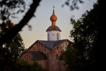 Fototapeta na wymiar Orthodox Church at sunset