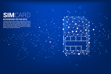 Vector Polygon dot connect line shaped sim card icon. Concept for mobile sim card technology  and network.