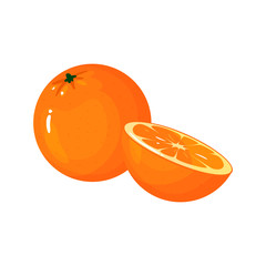 Cartoon fresh orange isolated on white background