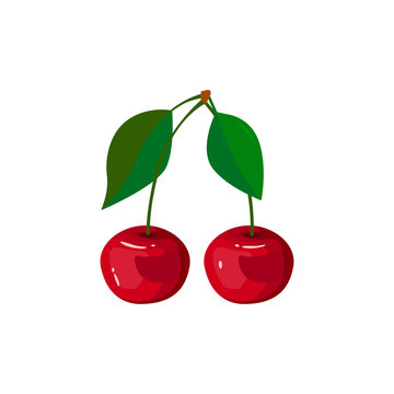 Cartoon fresh cherry isolated on white background
