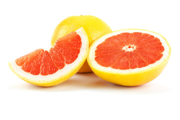 Fototapeta na wymiar Fresh grapefruit on white background