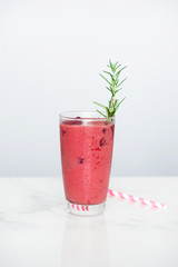Smoothie with Berry, black currant and red currant in the glass