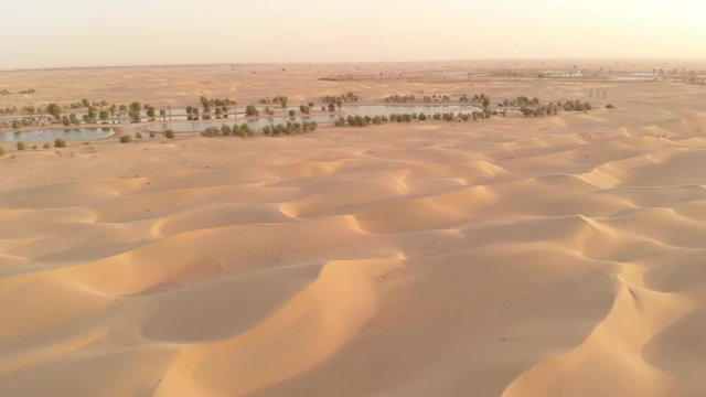 aerial view of Al Qudra desert and lakes