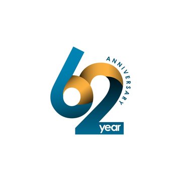 62 Year Anniversary Vector Template Design Illustration