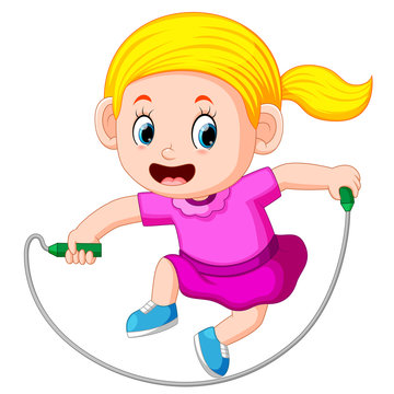 Young girl skipping