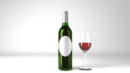 Red Wine Bottle Oval Label Mockup 3d Render