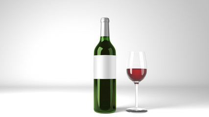 Red Wine Bottle Square Label Mockup 3d Render