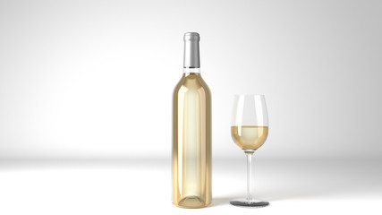 White Wine Bottle Label Mockup 3d Render